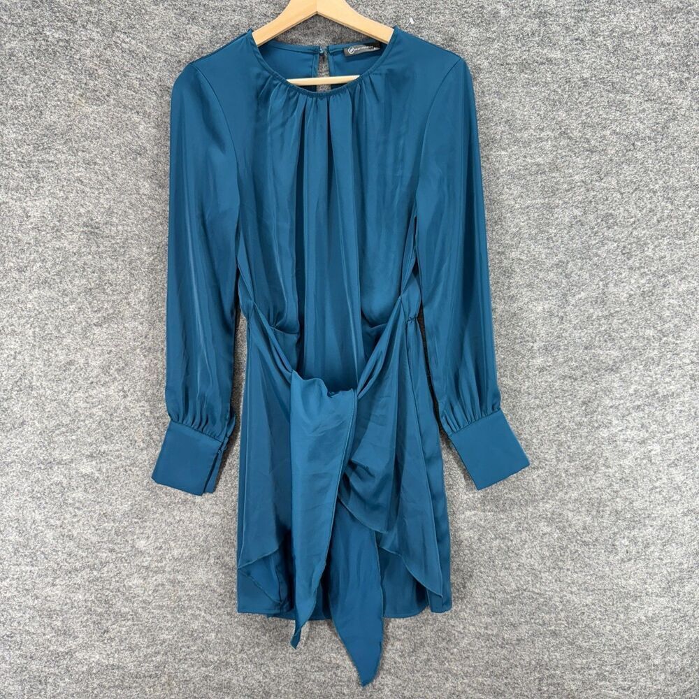 Prettygarden Dress Women S Small Blue Shift Short Belted Long Sleeve Hook & Eye